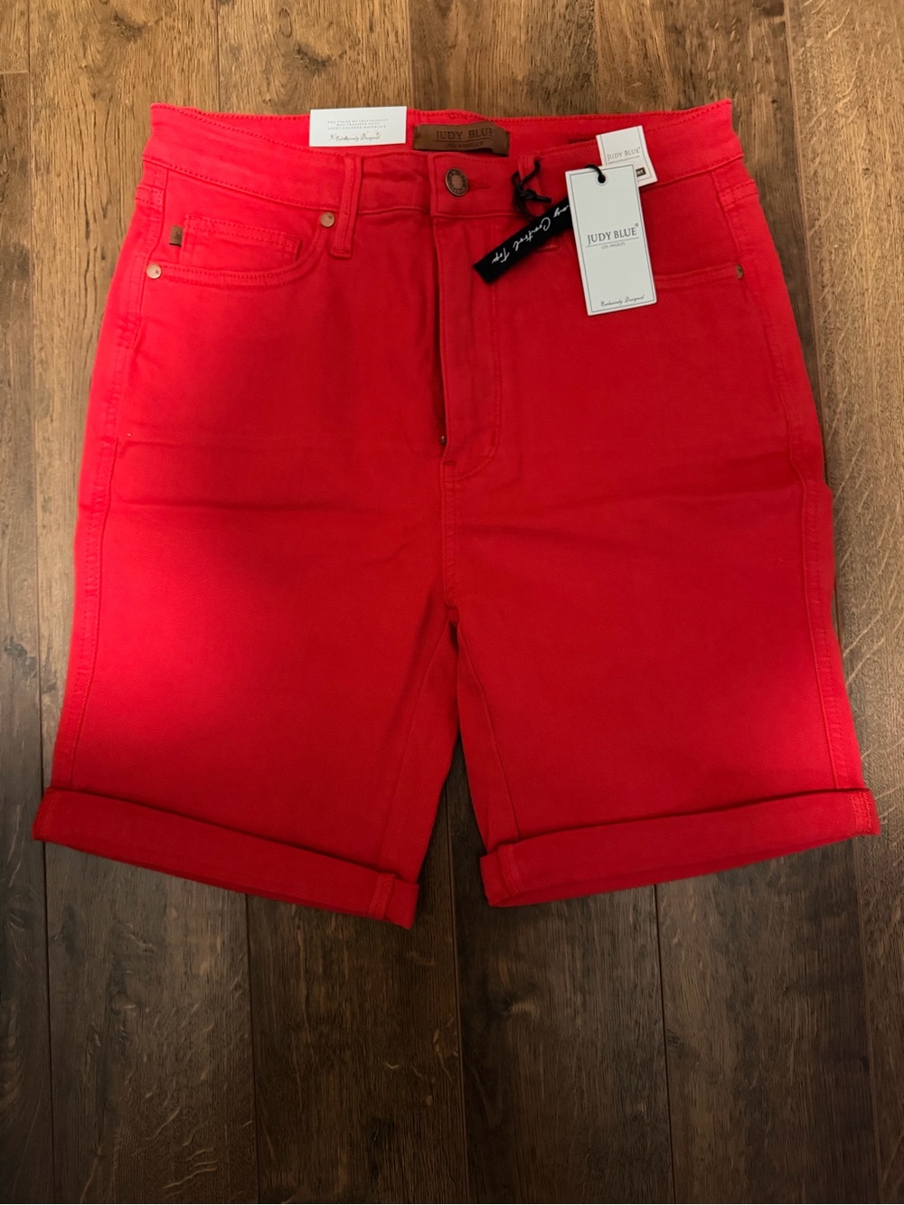 Judy Blue Vibrant Red High-Rise Bermuda Shorts- XL